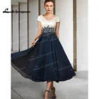 Темно-синее платье для матери невесты 2022 кружевное платье с аппликацией для свадебной вечеринки платье с рукавом-крылышком длинное стандартное платье для ужина