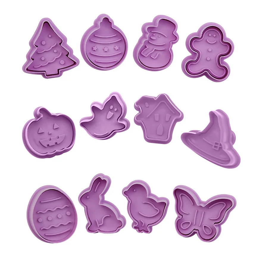 Штамп для печенья 3D пластиковый нажимной Рождественский форма выпечки 4 шт. | Дом