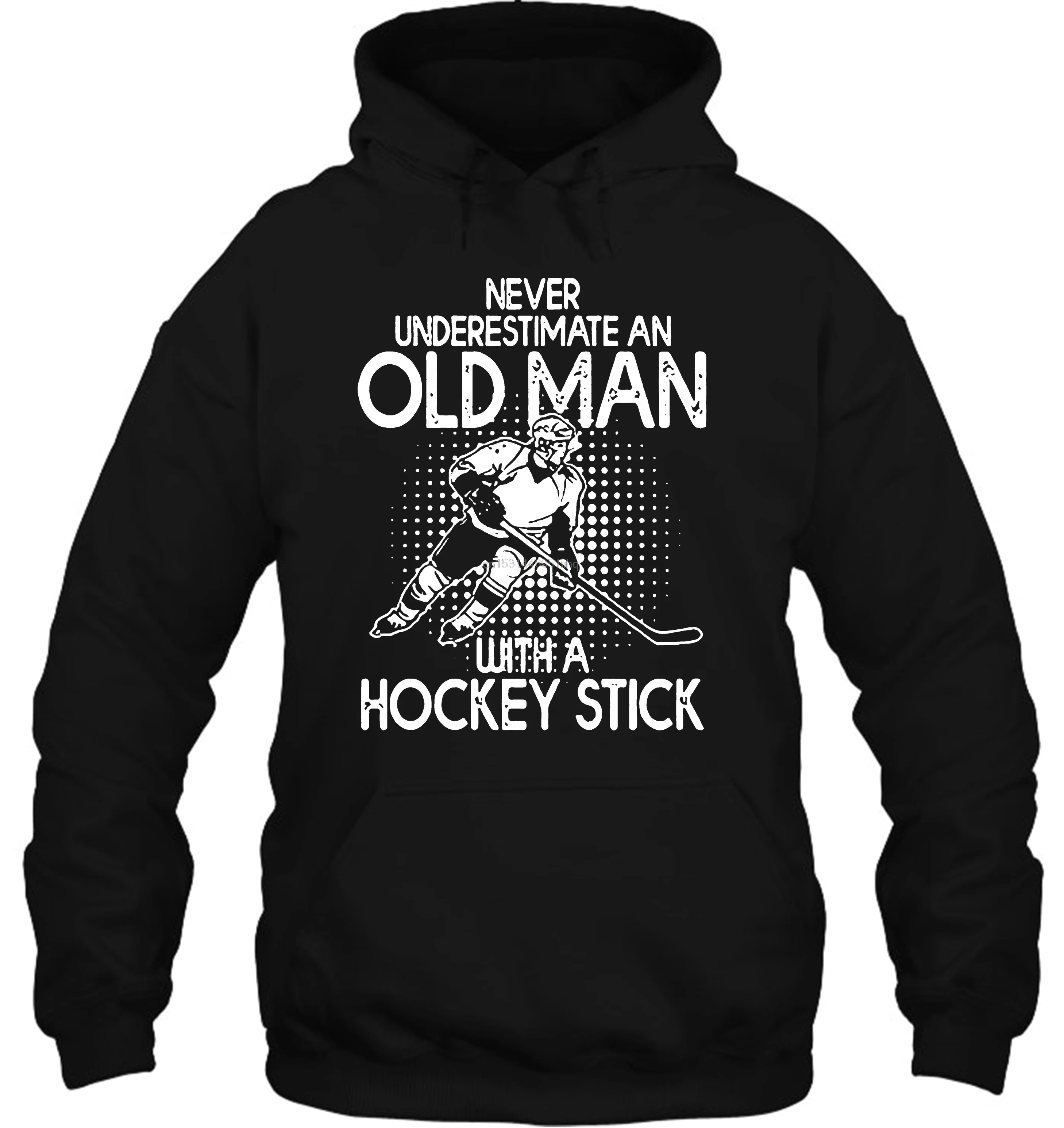 Мужская толстовка с капюшоном и надписью Never Underestimate an Old Man рубашка клюшкой для
