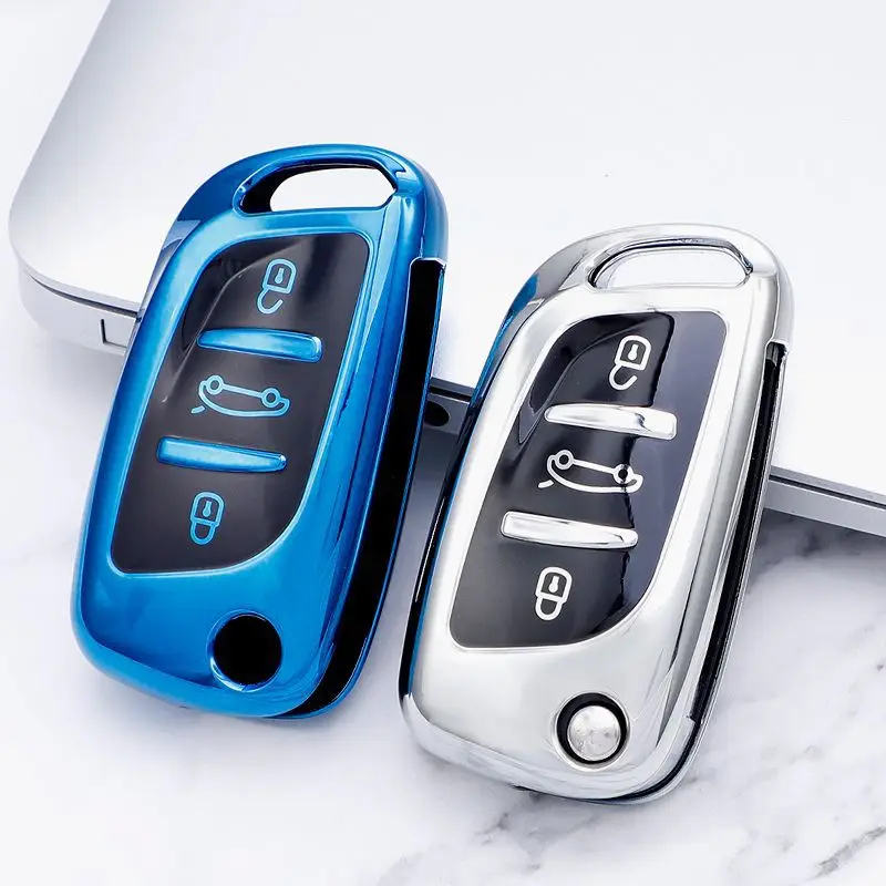 

3 Button Soft TPU Car Fold Key Case Full Cover For Peugeot Citroen C1 C2 C3 C4 C5 DS3 DS4 DS5 DS6 Remote Key Shell Accessories