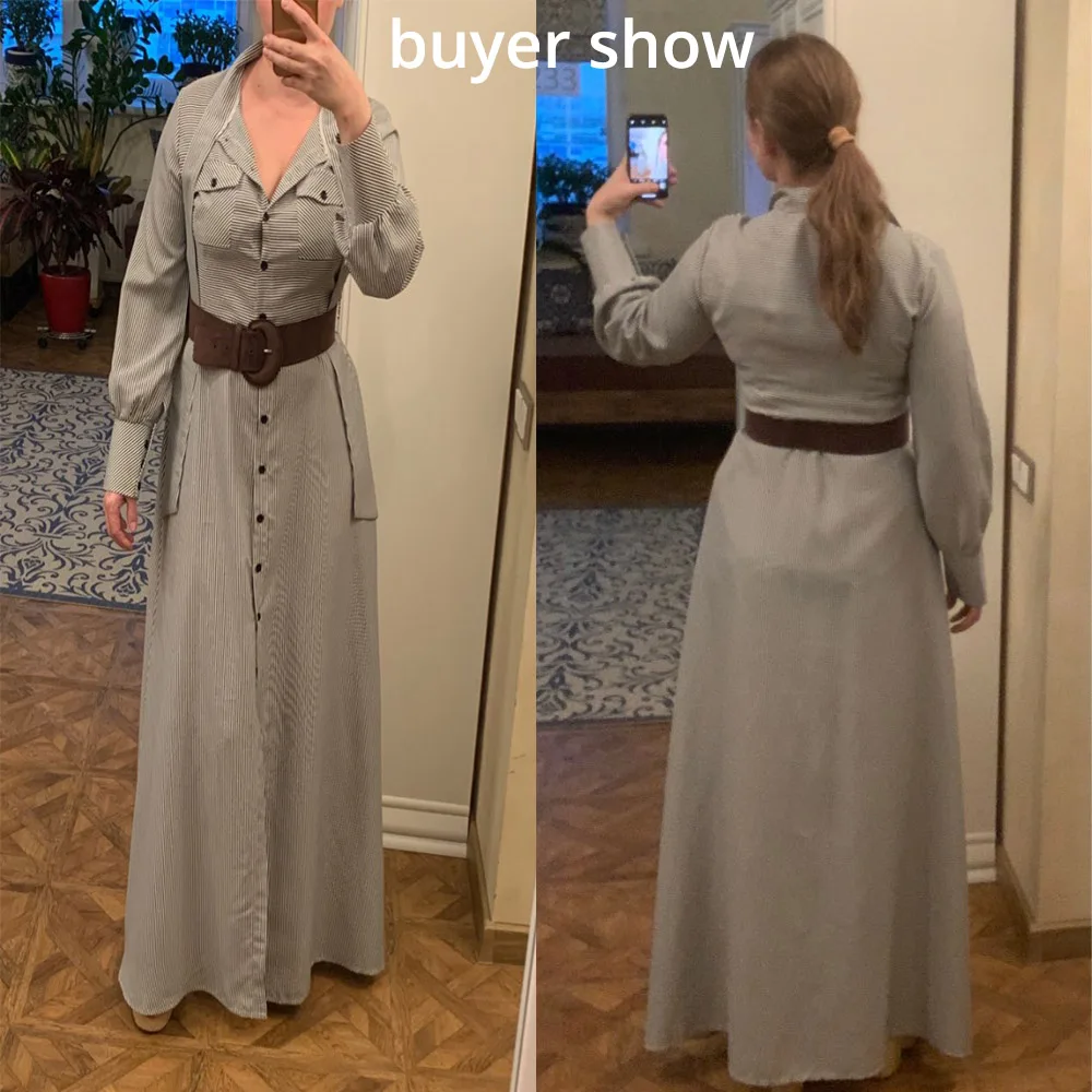 Женское платье в полоску осень 2020 винтажное повседневное Свободное длинное