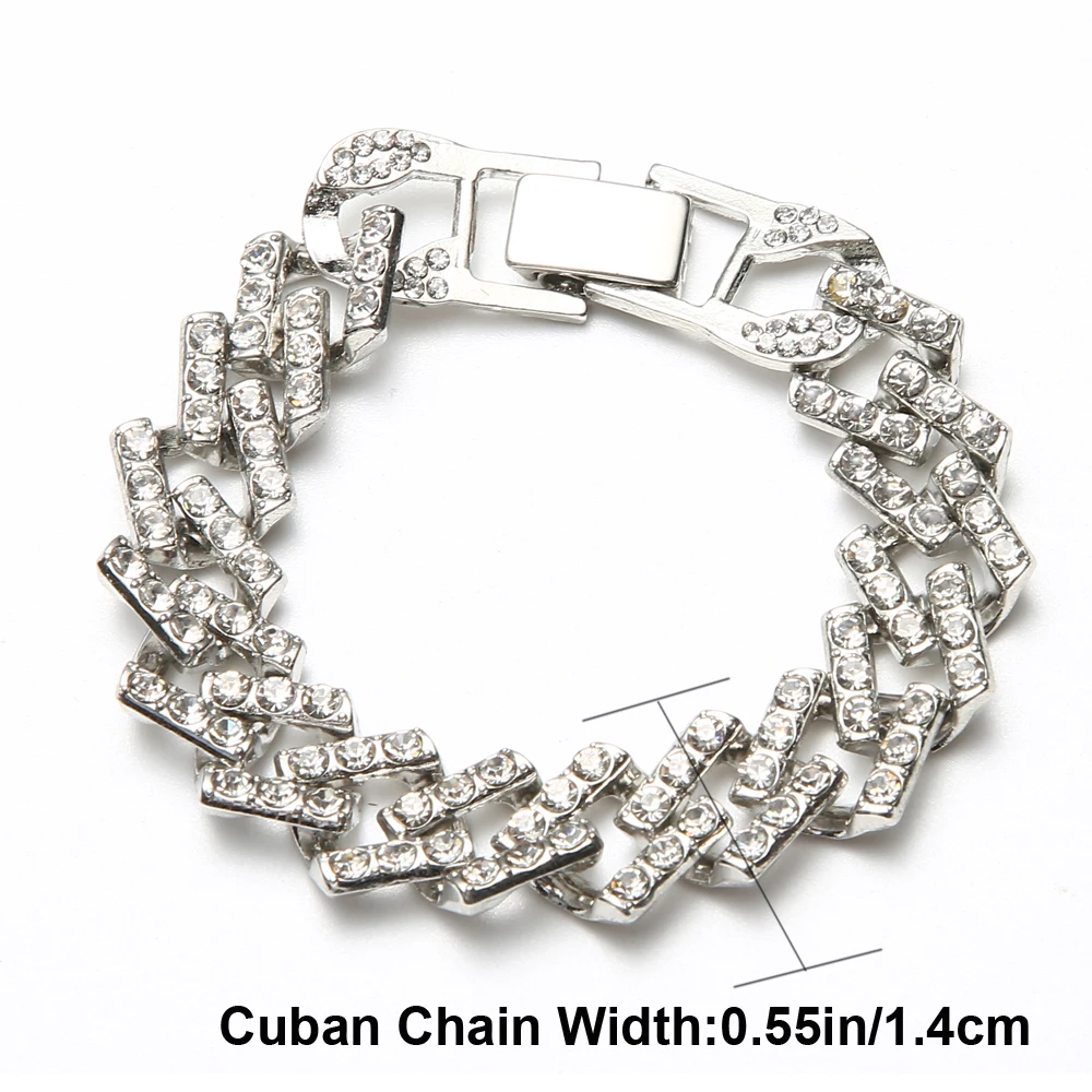 Iced Out Miami кубинская цепочка браслет хип хоп ювелирные изделия модные блестящие
