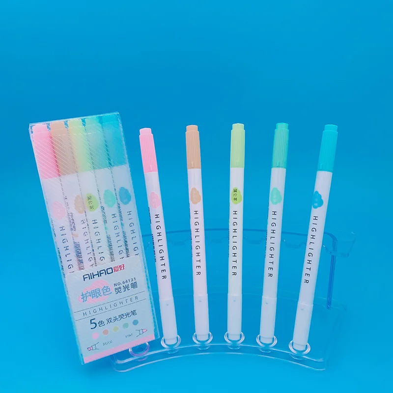 5 шт. милые двухконцевые хайлайтеры Пастельная жидкость мел маркер ручка двойная
