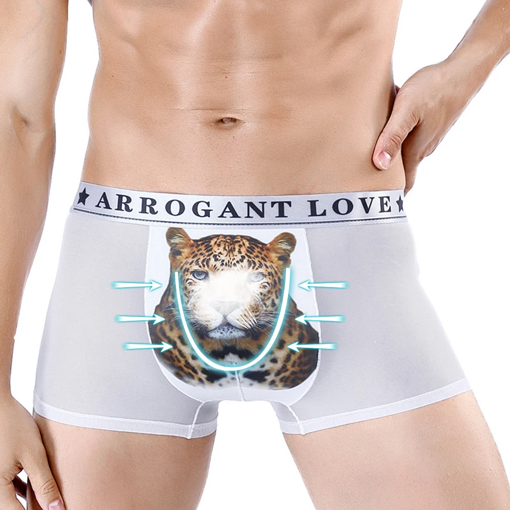 Мужские трусы дышащие сексуальные Ropa Interior Hombre с леопардовым принтом мужские