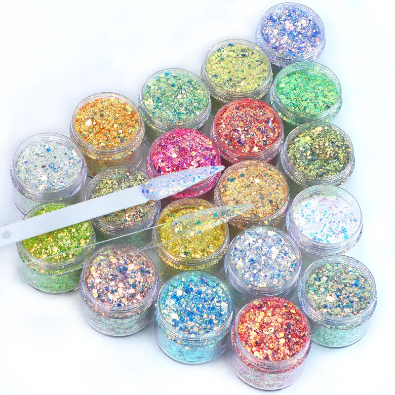 

19Color Gold Silver Powder Nail Art Glitter Powder Laser Chameleon Acrylic Powder DIY Decorative Trim Nail Art Accessories