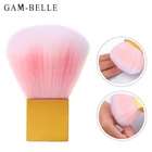 GAM-BELLE 1 шт., розовая меховая щетка для ногтей, желтая квадратная ручка, пудра для ногтей, чистящие кисти, аксессуары для маникюра, инструмент для макияжа