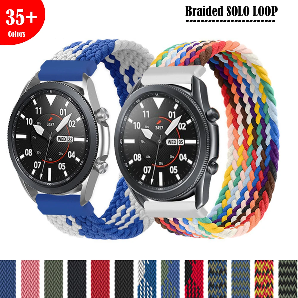 

20mm 22mm strap for Samsung Galaxy watch 3 46mm 42mm active 2 40mm 44mm Gear S3 Braided Solo Loop bracelet Huawei GT2 Pro band