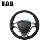 car steering wheel cover for ford fiesta ecosport b max kaka tourneo courier diy hand stitched black pu microfiber leather