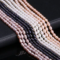 new natural freshwater pearl rice shaped pearls beads making for jewelry bracelet necklace for women gift accessories size 4 5mm