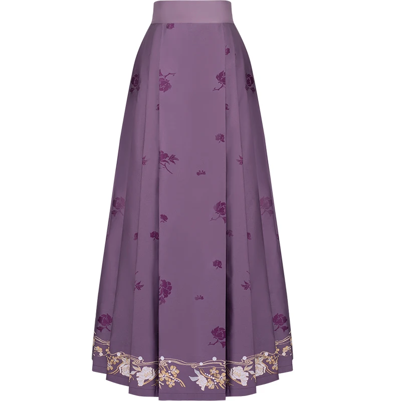 

Юбка в китайском стиле для женщин, фиолетовая одежда ханьфу для взрослых, юбка с конским лицом династии Мин, улучшенная повседневная юбка на...