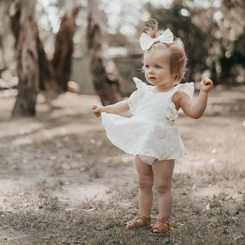 

2021 New Toddler Baby Girls Fashion Lace Ruffle Romper Dress Floral Jumpsuit Outfit Summer Clothes