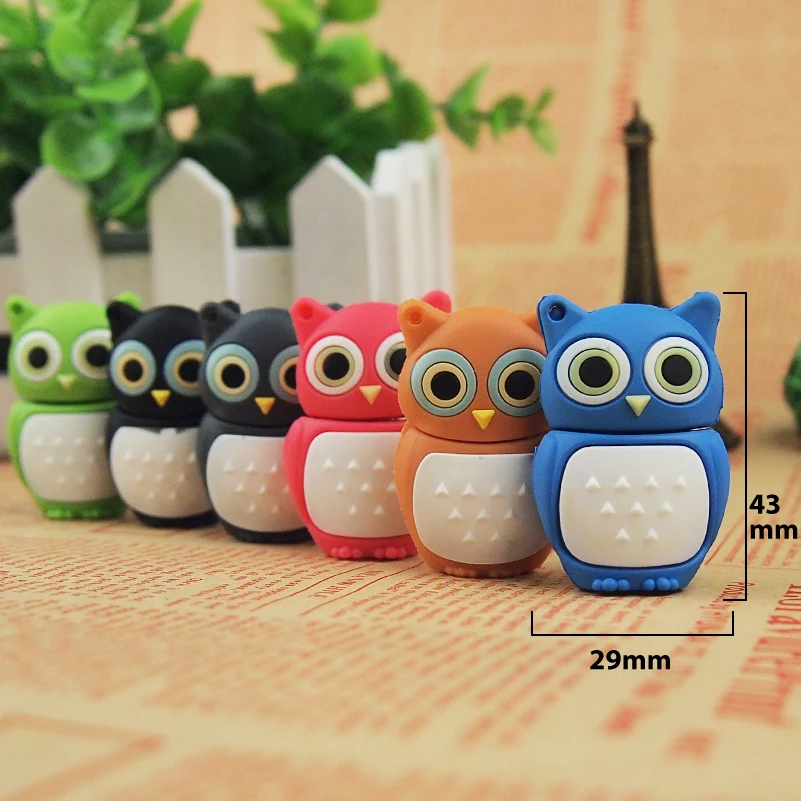 USB флеш накопитель Mini Owl цветной 2 0 реальная емкость 4 ГБ 8 16 32 64 флешка подарки