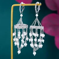 soramoore brand luxury diy trendy pendant drop earrings pearls full mirco black cubic zirconia european wedding fashion jewelry