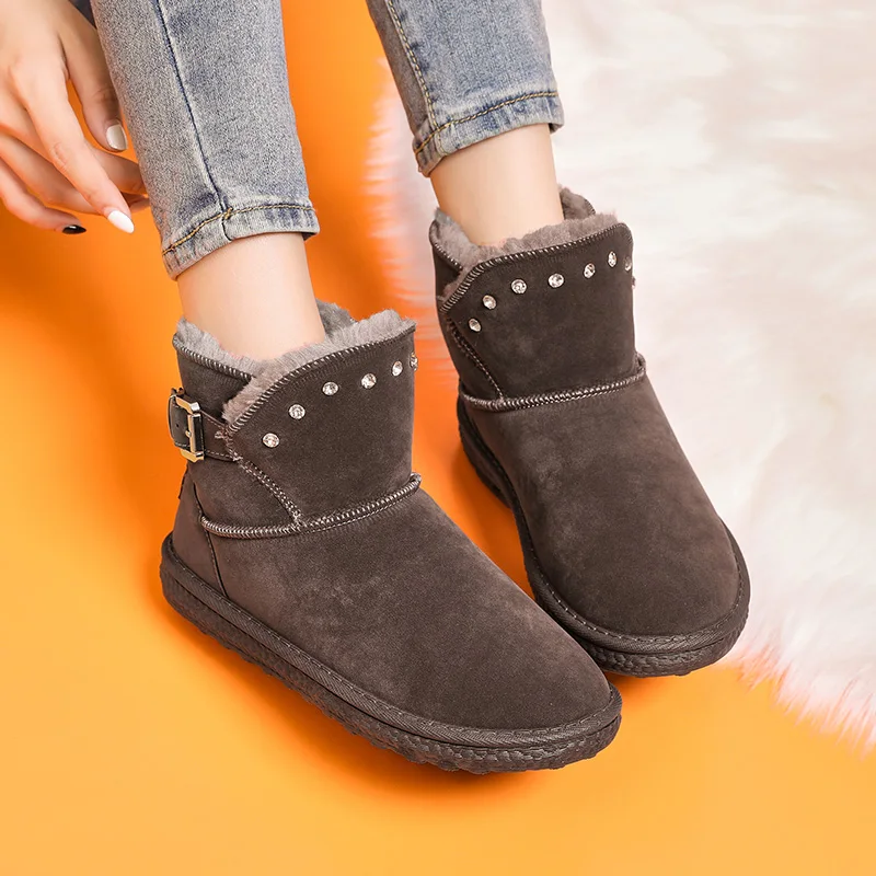 

Женские зимние ботинки с плюшевой подкладкой, зимние Утепленные кроссовки для женщин, хлопковая обувь, толстые бархатные теплые ботильоны, ...