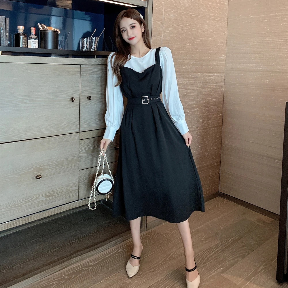 Женский Повседневный комплект из 2 предметов легкая юбка с длинным рукавом осень