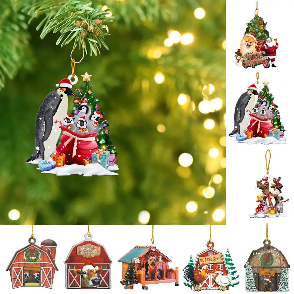 

80%HOTHanging Pendant with Hanging Ring Shatterproof Wooden Santa Dog Figurines Pendant for Carnivals
