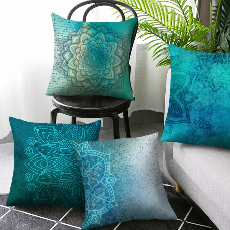 

Fuwatacchi Blue Pillow Case Cushion Cover Bed Pillowcase Square for Car Sofa Home Decor 45x45cm Marble Line Home Decoration