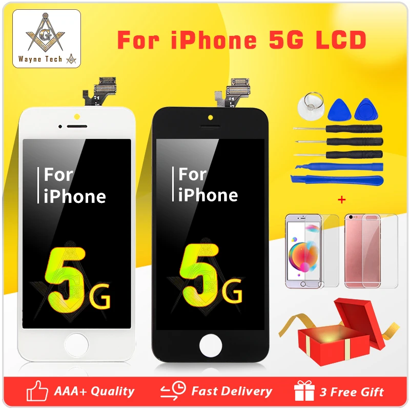 Розничная продажа AAA + качественный экран для iPhone 5G ЖК дисплей с инструментами