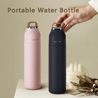 500ml water bottle outdoor portable travel thermos sport stainless steel keeps cold hot cup thermal mugs with handle tea coffee