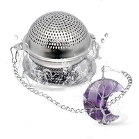 amethyst crystal tea infuser304 stainless steel mesh tea ball filter with tree of life tea strainercrescent moon pendant