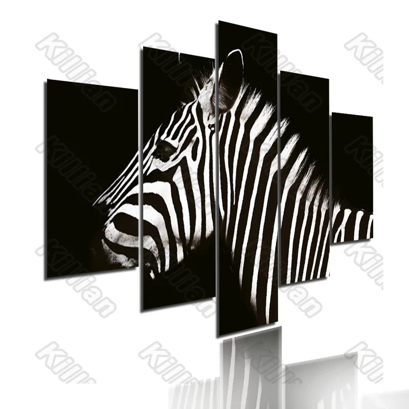 

Animal Style Mural Canvas Paintings Modular Bed Home Decor Prints 5 Pieces Zebra Decoration Living Room Wallpaper Fresco