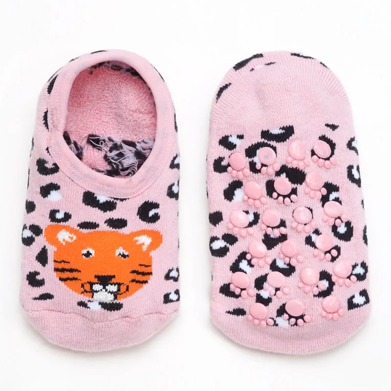 Pink tiger Новые стильные детские носки для девочек и мальчиков, модные хлопковые нескользящие носки-тапочки с рисунком животных, одежда для малышей - Цвет: Pink tiger