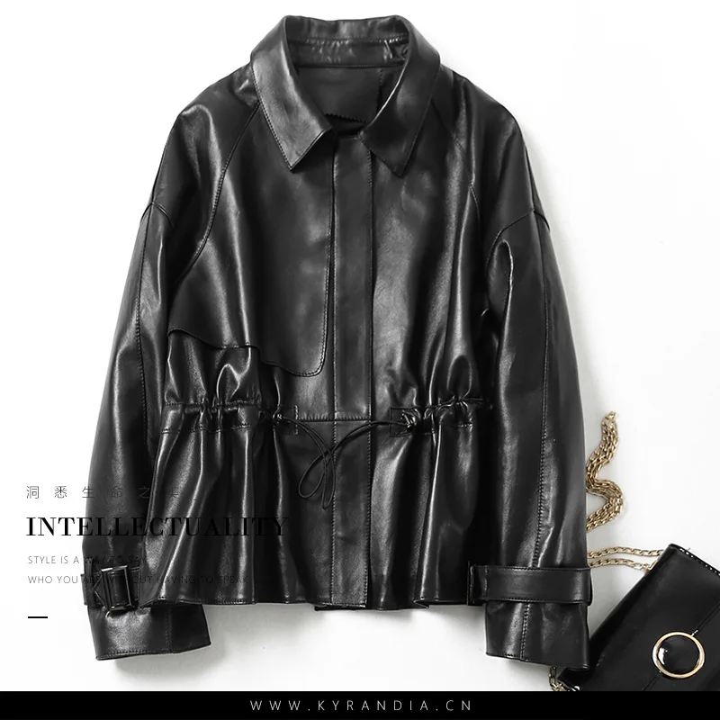 Женская куртка из натуральной овечьей кожи винтажная в Корейском стиле модель 100%