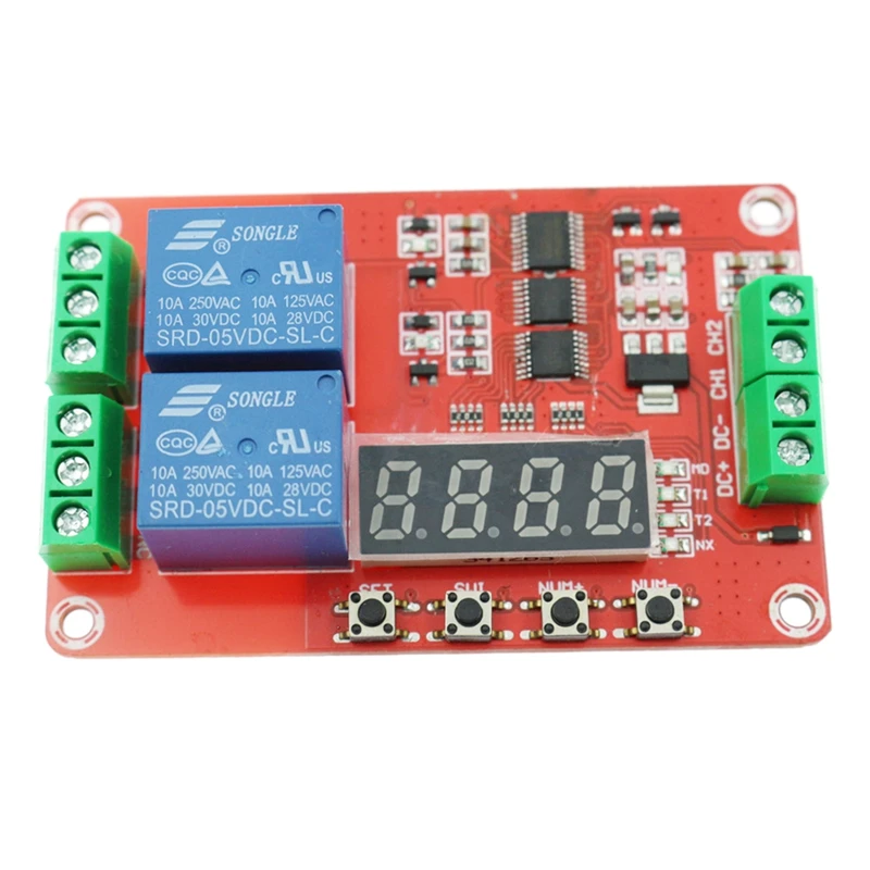 

2 Way Electromagnetic Relay Module Delay/Self-Locking/Cycle/Timing PLC Control Time Relay Module