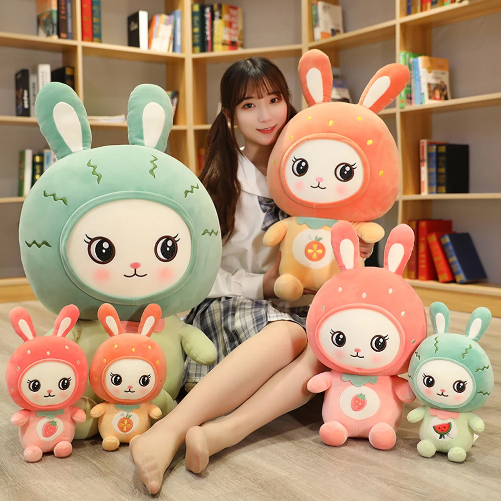 

Cute Cartoon Stuffed Fruit Style Rabbit Plush Toys Orange Watermelon Strawberry Shaped Bunny Dolls Birthday Gifts for Kids Girls