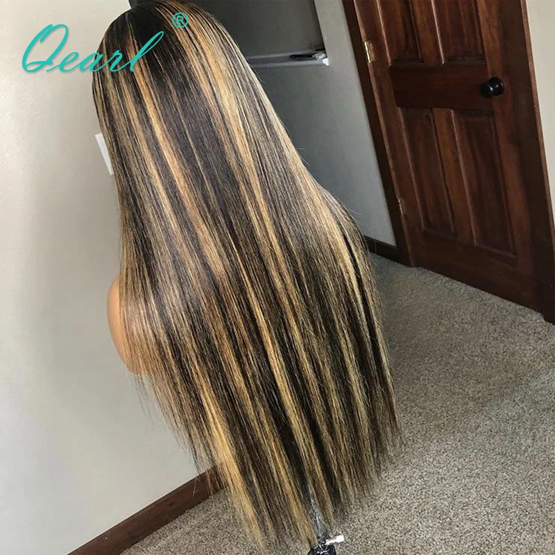 Прямой выделенный цвет парик из человеческих волос на кружеве для женщин