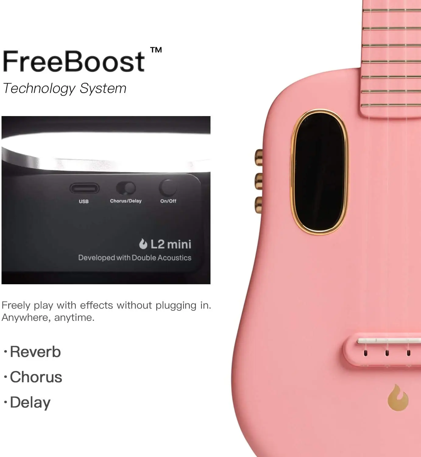 Вулканической лавы U 26 дюймов FreeBoost миниатюрная гитара укулеле с углеродными