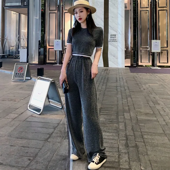 Модный летний женский комплект из двух предметов сексуальный топ с коротким