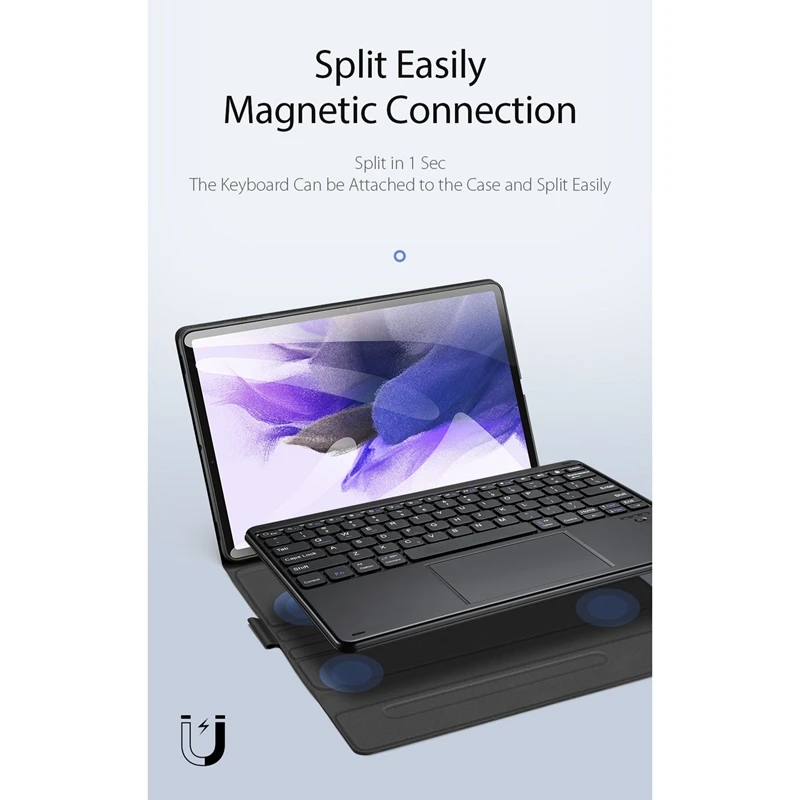 PU Case+Keyboard for Samsung Tab S7FE T730/T736/ S7 Plus T970/T975 12.4 Inch Tablet Case BT5.0 Keyboard with Touchpad | Компьютеры и