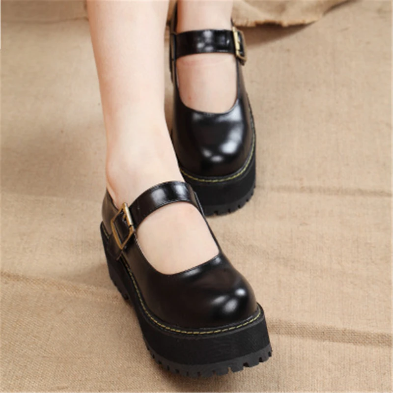 

New 2021 Women Creepers Pu Flats Platform JK Mary Jane Student Goth Ladies Loafers Shoes Dropshipping plus size lolita shoes