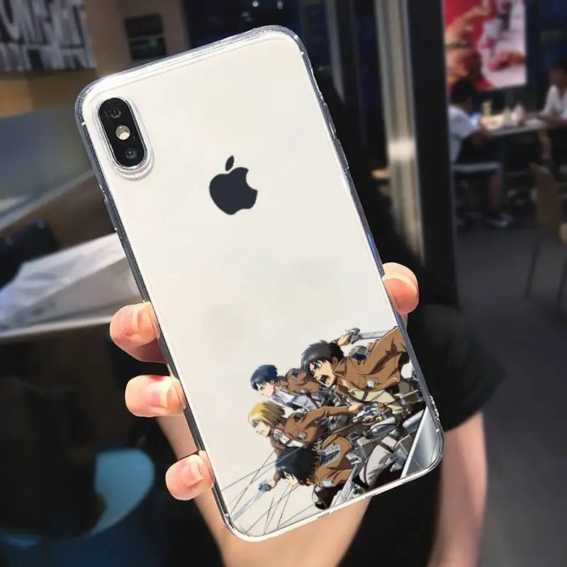 

Attack on Titan Phone Case Transparent soft For iphone 5 6 7 8 11 12 s c se plus mini x xs xr pro max cover shell funda
