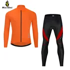 Мужская велосипедная футболка Wolfbike с длинным рукавом, теплые брюки-комбинезон со светоотражающей гелевой подкладкой, комплект облегающих брюк, велосипедная одежда для горных велосипедов