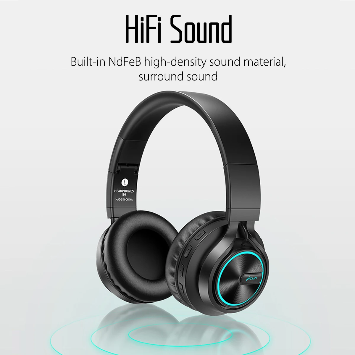 B6 беспроводные наушники bluetooth HiFI стерео Складная гарнитура светодиодный свет MP3 TF FM 3,5 мм наушники с микрофоном для телефона