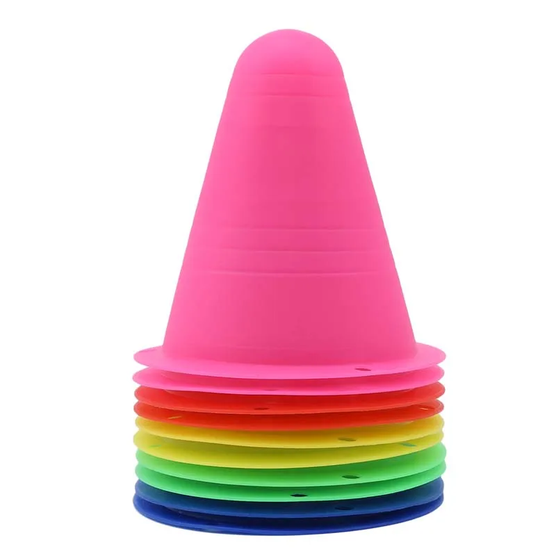 

10Pcs Sign Bucket Barrier Football Flat Road Training Cone Roller Pile Springback Marking Cup Symbol Skate Marker Cones Roller