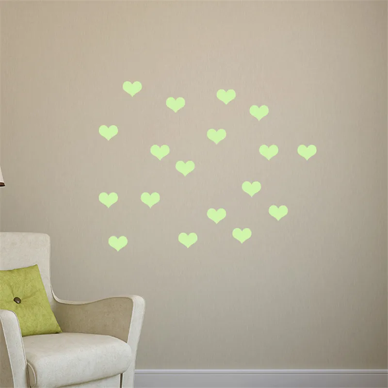 100 шт. флуоресцентные наклейки на стену в форме сердца|Наклейки стену| |
