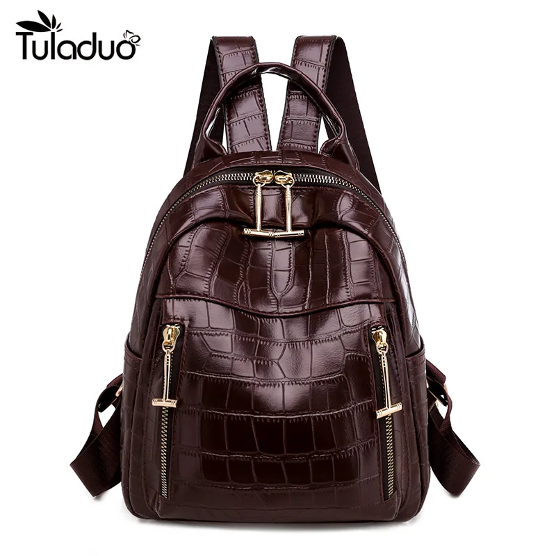 

Men Backpack Leather School Backpack Bag Teenage Girls Sac A Dos Fashion Waterproof Travel Bag Casual Leather Book Bag Male