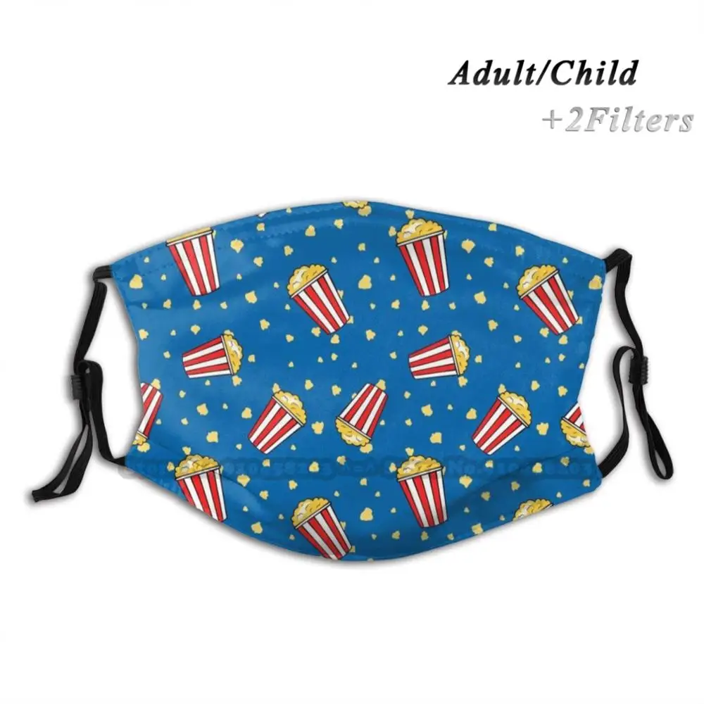 

Маска многоразовая для фильмов и попкорна, фильтр Pm2.5, синяя, для детей, фильмов, медсестер