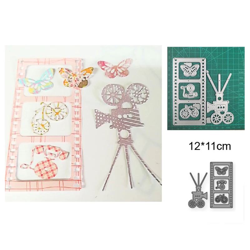 

Camera and three negatives 2021 New Metal Cutting Mold Stamp Scrapbook Template DIY Paper Photo Album Card Decoration Embossing