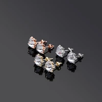 hip hop claw setting cz stone paved bling ice out rhombus stud earrings for women men rapper jewelry 1 pair fashion copper