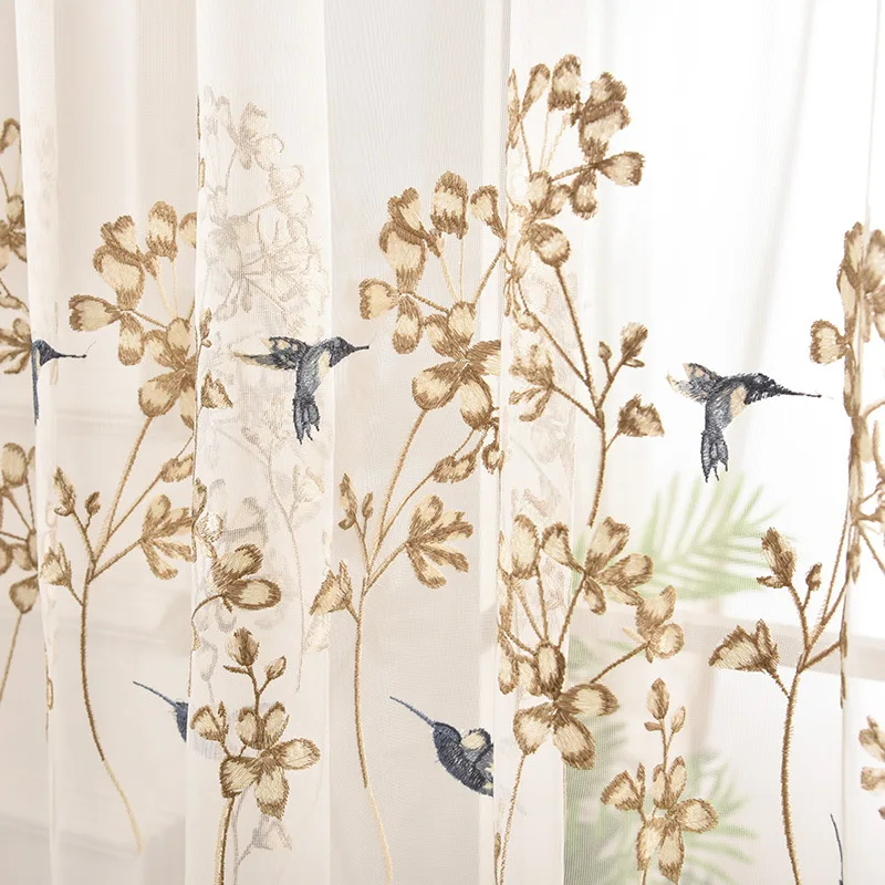Bird Embroidered Tulle Curtains for Bedroom Room Chinese Elegant Swallow Lace Wave Bottom Balcony Window Tenda Drapes zh316D | Дом и сад