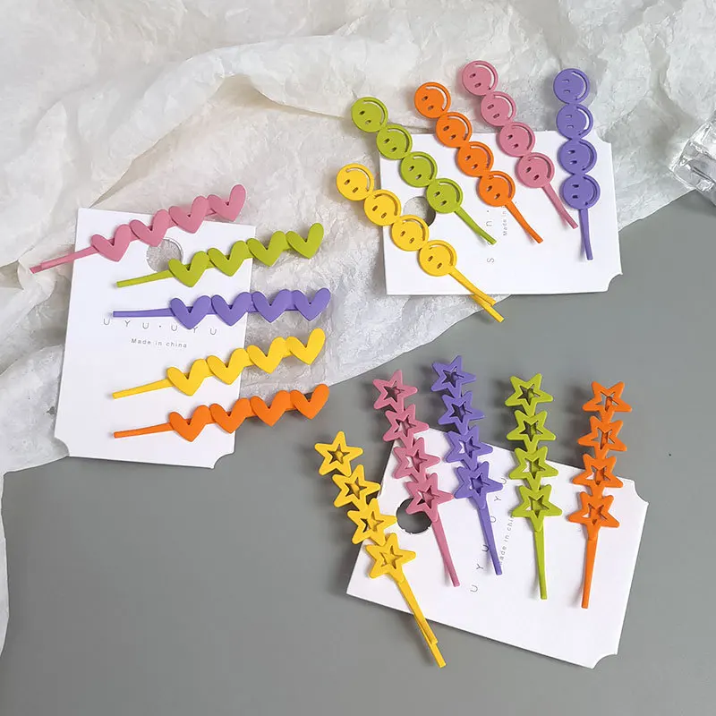 Модная заколка для волос пятиконечная звезда цветная с цветными надписями