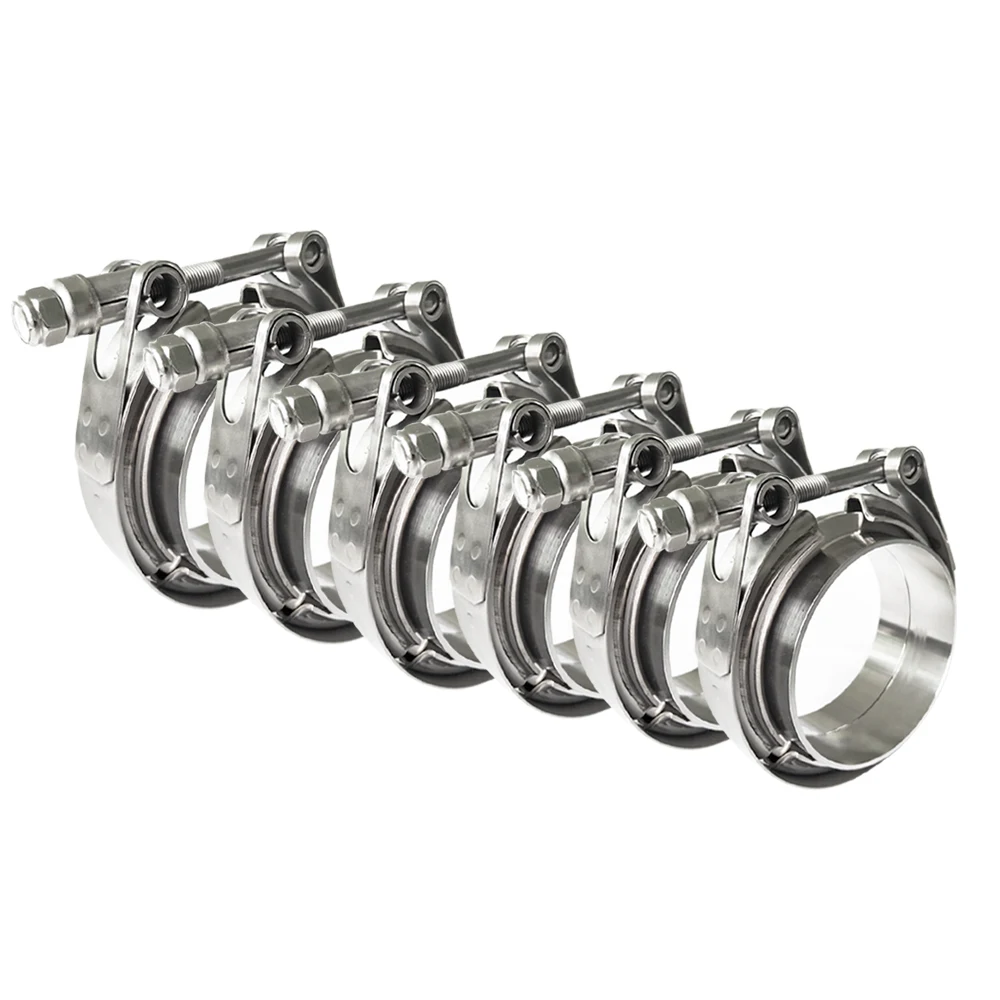 

304 Stainless Steel 2"/2.25"/2.5"/2.75"/3"/3.25" V-Band Clamp Stainless Steel Exhaust Downpipe Clamp Flat Flange Assembly T-bolt