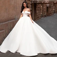 simple satin a line wedding dress 2021 sexy backless vintage bridal dress muslim boho wedding gowns plus size custom made