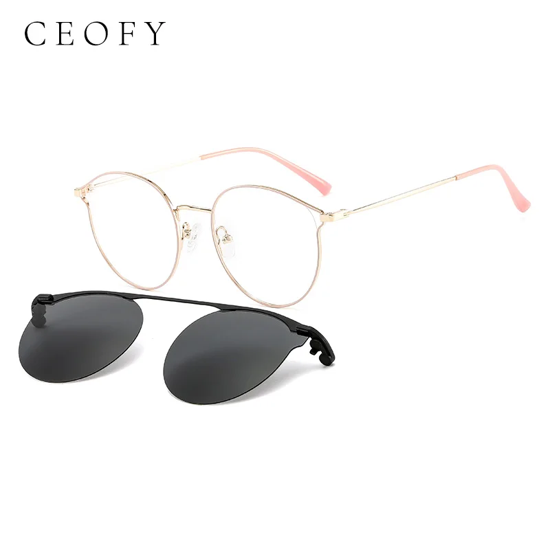 

CEOFY Vintage Cateye Sunglasses Women Clip on Brand Designer Optical Myopia Eyeglass Frame Prescription glasses Multifunction