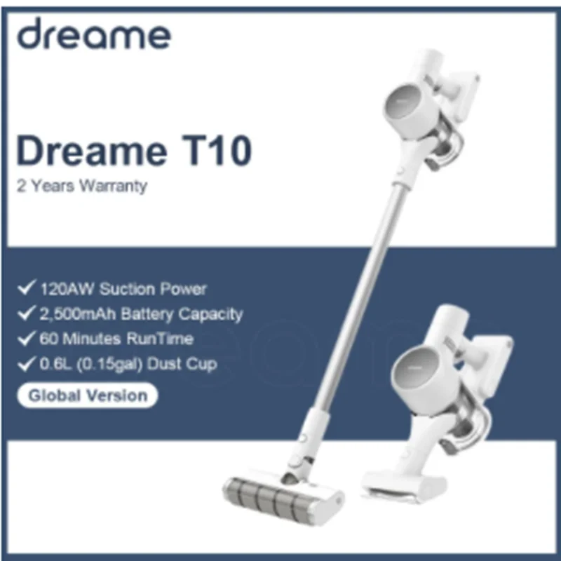 

Беспроводной пылесос Dreame T10, 20 кПа, 8 слоев шума