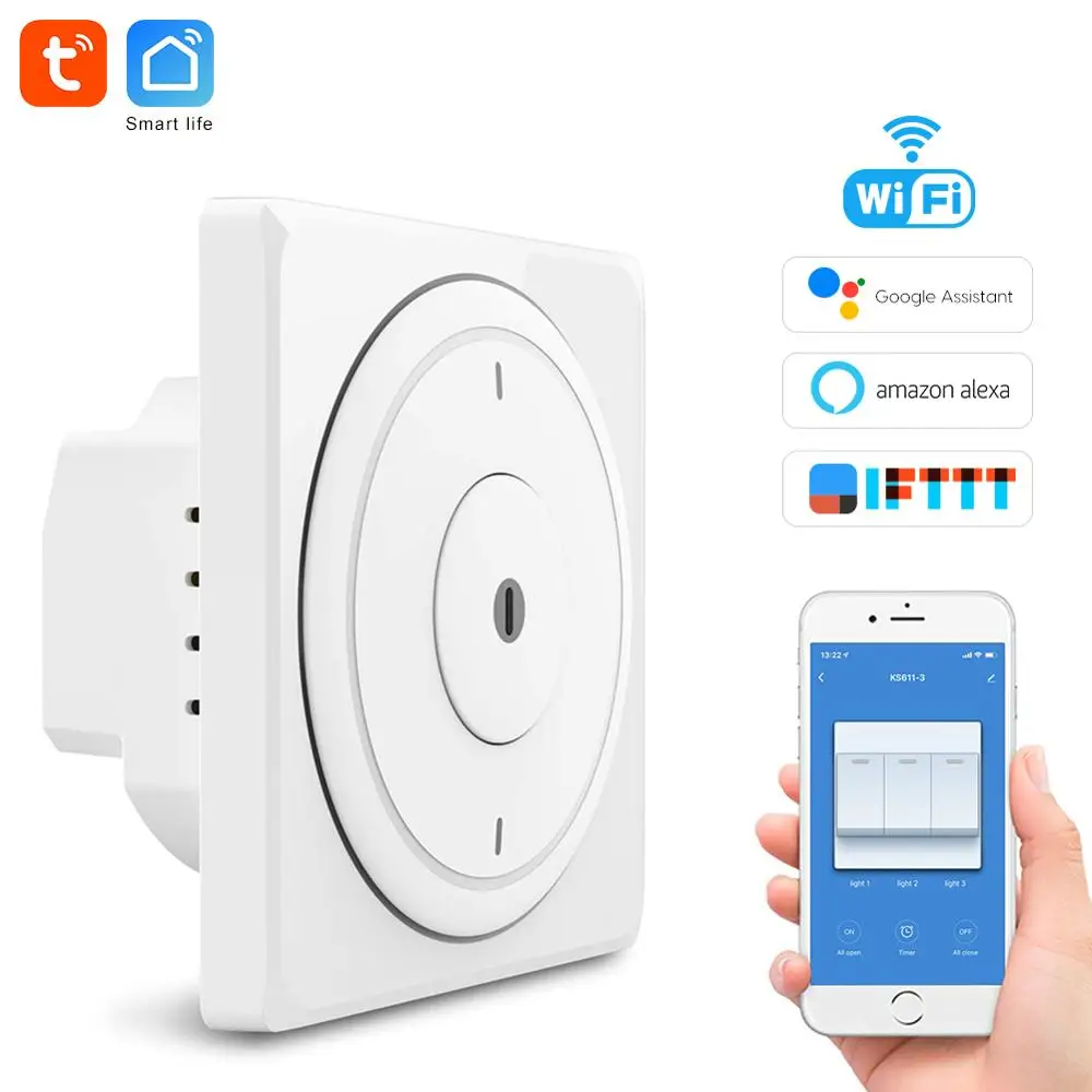 Button 3 Gang Tuya умный дом переключатель ЕС настенный wifi дистанционный пульт, кнопка wifi дистанционный переключатель освещения совместим с Alexa, Google home - Комплект: Button 3 Gang